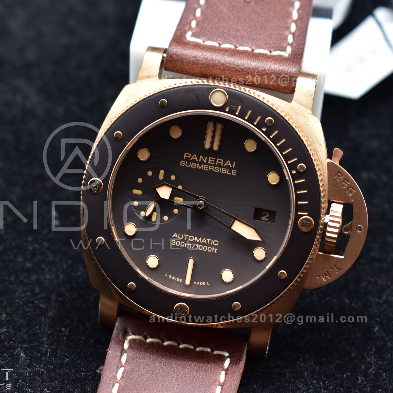 PAM968 V Bronzo VSF 1:1 Best Edition Brown Ceramic Bezel and Dial on Brown Calfskin Strap P.9010 Clone